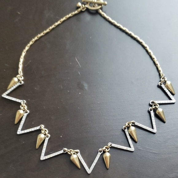 Gold and Silver Zigzag Necklace - Picture 3 of 7